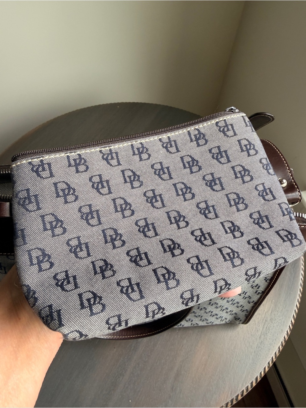 Dooney & Bourke Signature DB Double Pocket Tote w/ Matching Pouch, Pre-Owned - Picture 12 of 15